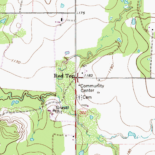 Topographic Map of Red Top, TX