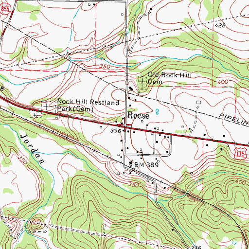 Topographic Map of Reese, TX