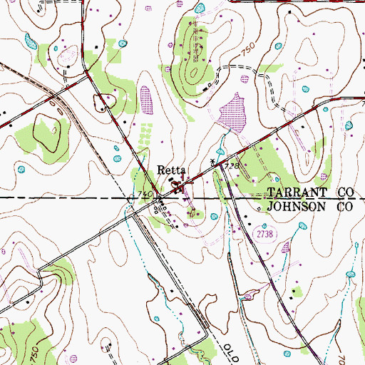 Topographic Map of Retta, TX