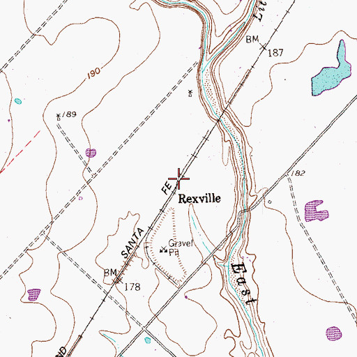 Topographic Map of Rexville, TX