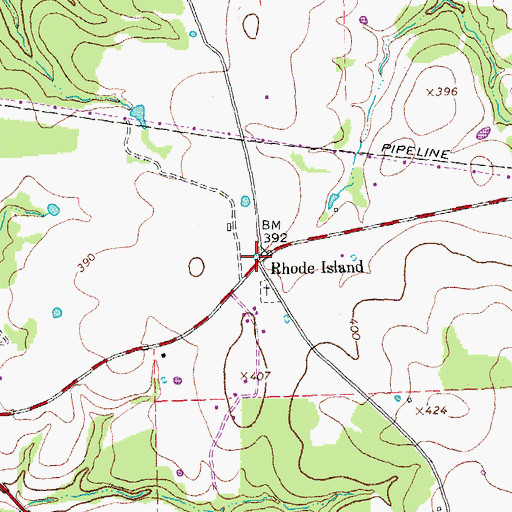 Topographic Map of Rhode Island, TX