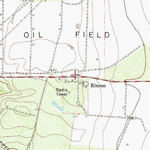Topographic Map of Rincon, TX