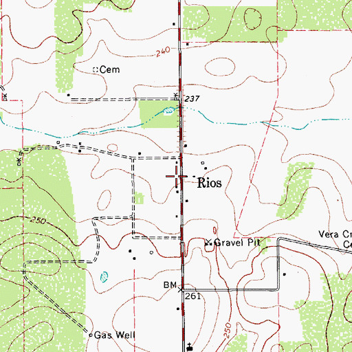 Topographic Map of Rios, TX