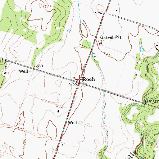 Topographic Map of Roch, TX
