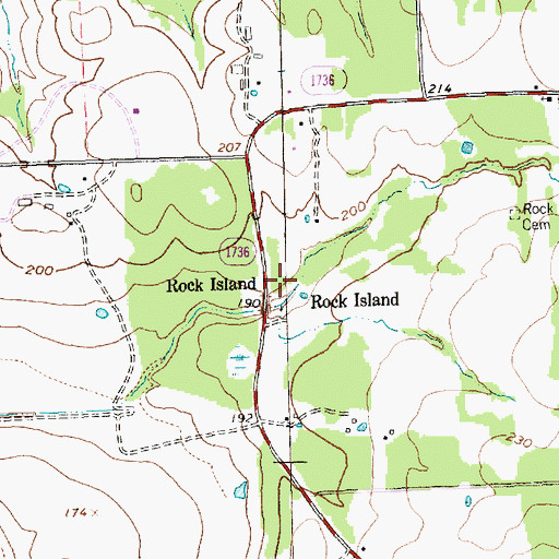 Topographic Map of Rock Island, TX