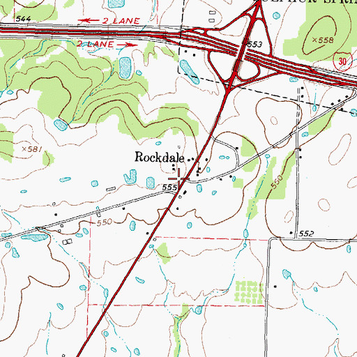 Topographic Map of Rockdale, TX