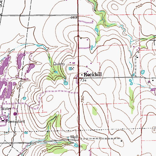 Topographic Map of Rockhill, TX
