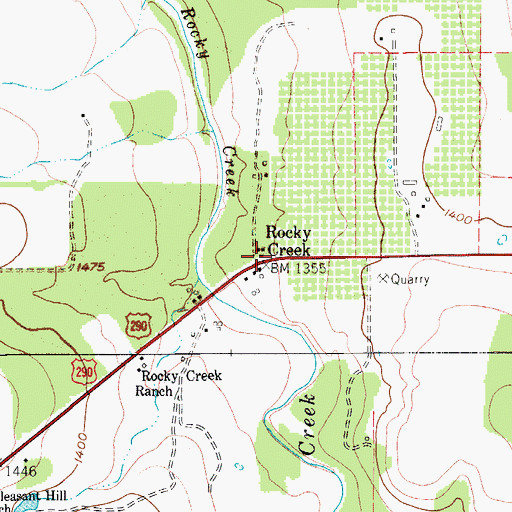 Topographic Map of Rocky Creek, TX