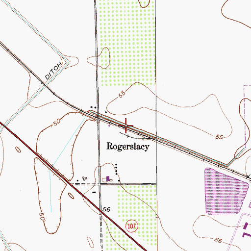 Topographic Map of Rogerslacy, TX