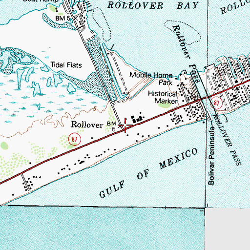 Topographic Map of Rollover, TX