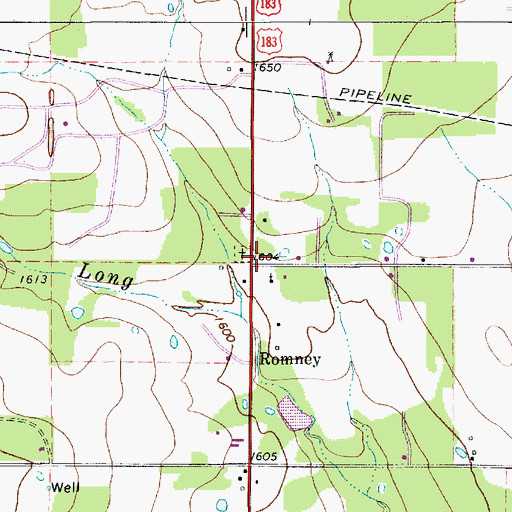 Topographic Map of Romney, TX