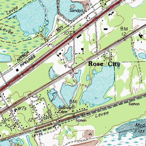 Topographic Map of Rose City, TX