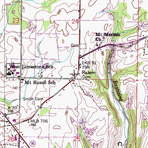 Topographic Map of Salem Church, AL