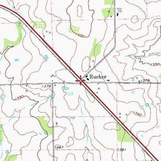 Topographic Map of Rucker, TX
