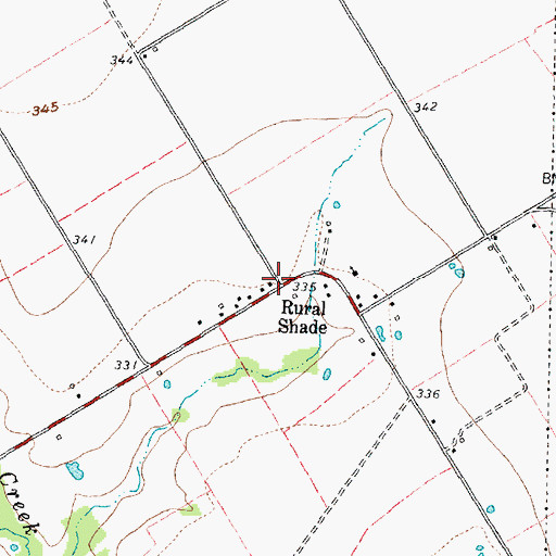 Topographic Map of Rural Shade, TX