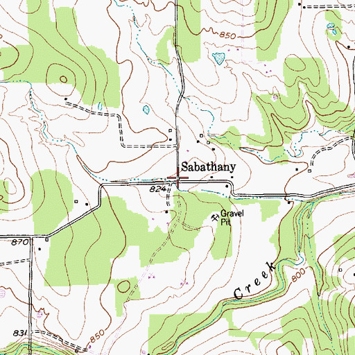Topographic Map of Sabathany, TX