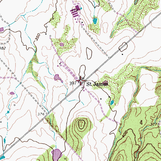 Topographic Map of Saint James, TX