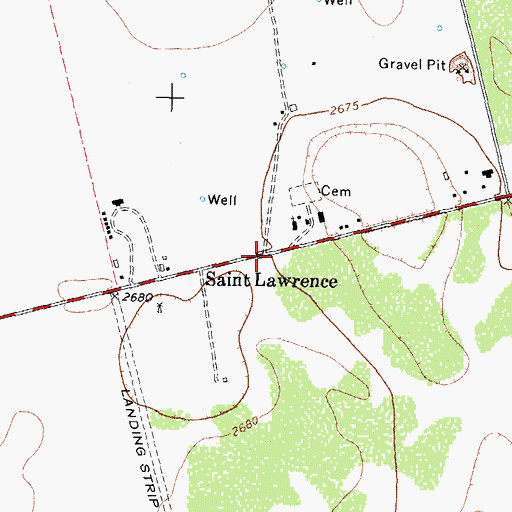 Topographic Map of Saint Lawrence, TX