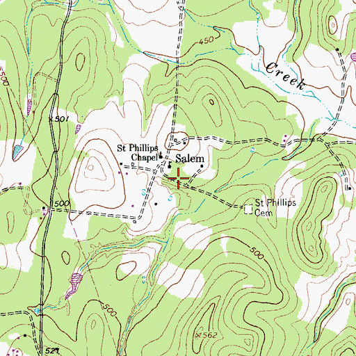 Topographic Map of Salem, TX