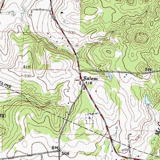 Topographic Map of Salem, TX