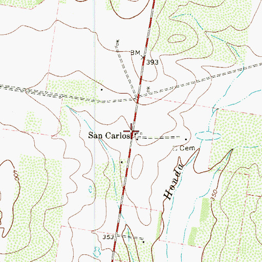 Topographic Map of San Carlos, TX