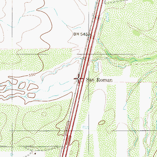Topographic Map of San Ramon, TX