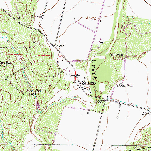 Topographic Map of Sanco, TX