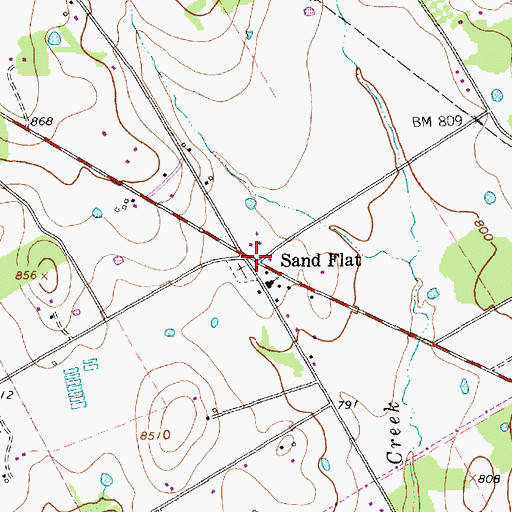 Topographic Map of Sand Flat, TX