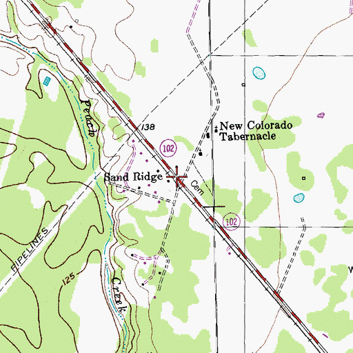 Topographic Map of Sand Ridge, TX