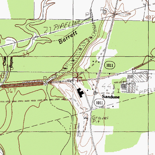 Topographic Map of Sandune, TX