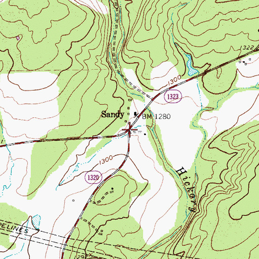 Topographic Map of Sandy, TX