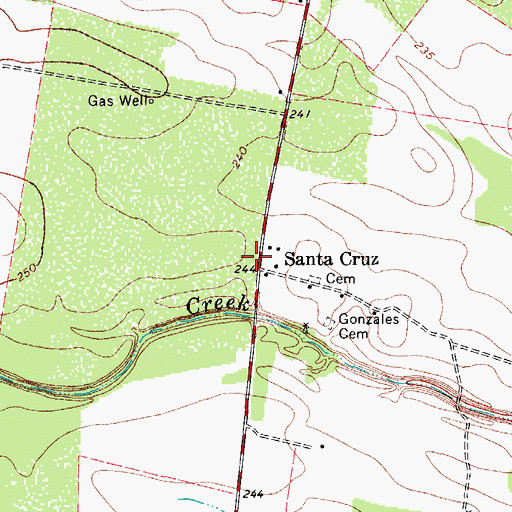 Topographic Map of Santa Cruz, TX