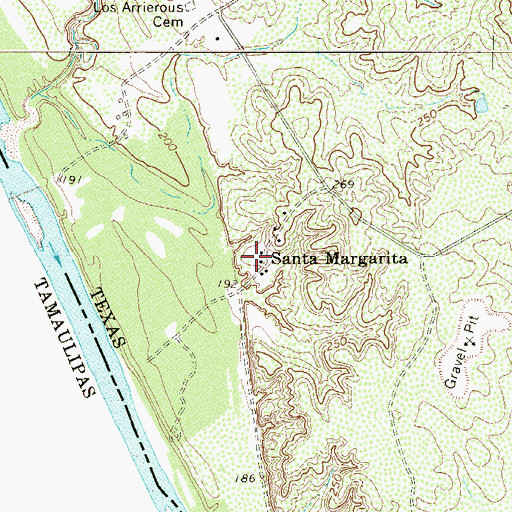 Topographic Map of Santa Margarita, TX
