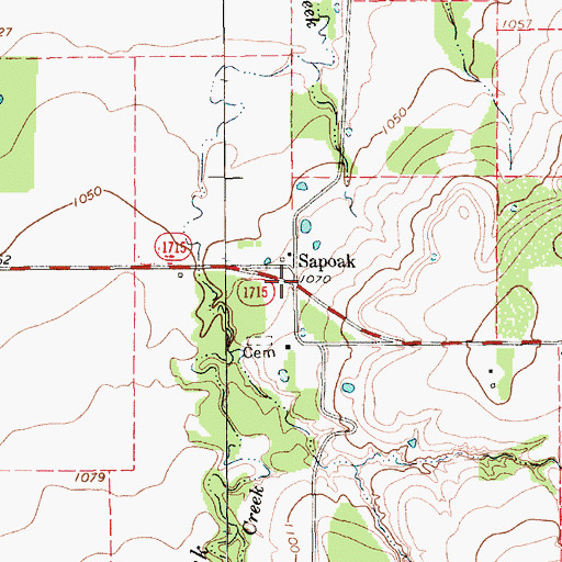 Topographic Map of Sapoak, TX
