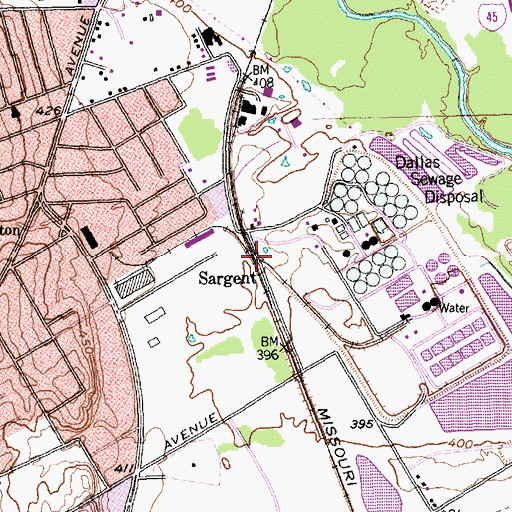 Topographic Map of Sargent, TX