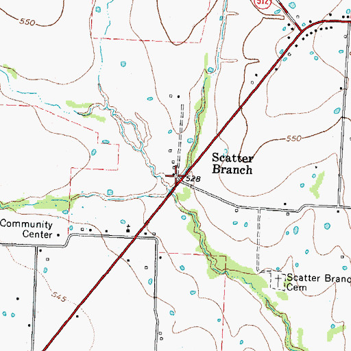 Topographic Map of Scatter Branch, TX