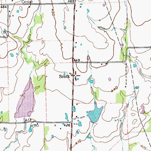 Topographic Map of Scott, TX