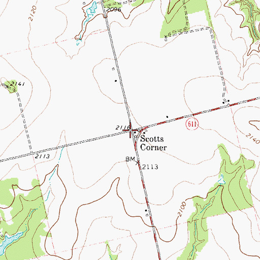 Topographic Map of Scotts Corner, TX