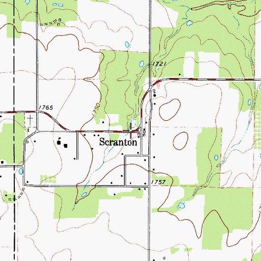 Topographic Map of Scranton, TX