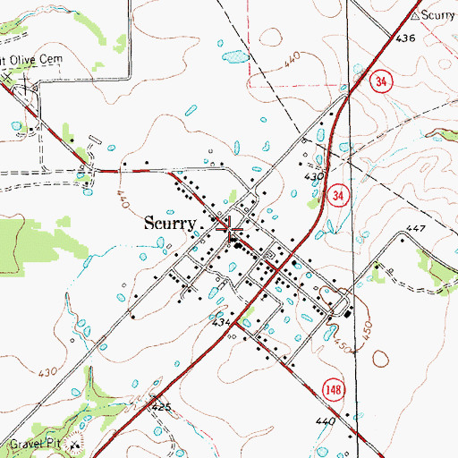 Topographic Map of Scurry, TX