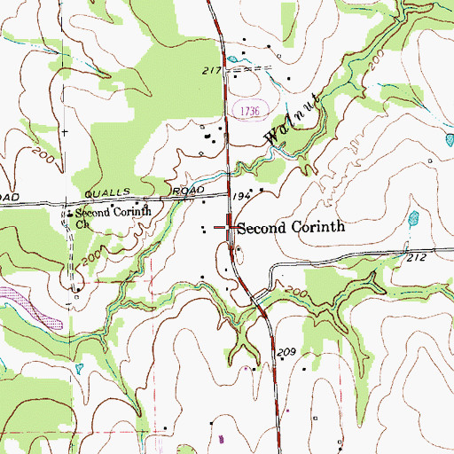 Topographic Map of Second Corinth, TX