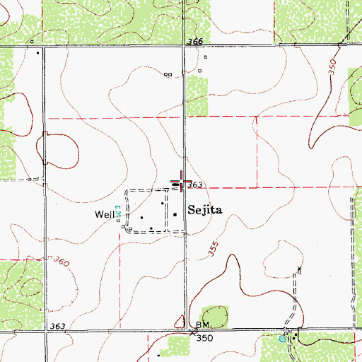 Topographic Map of Sejita, TX