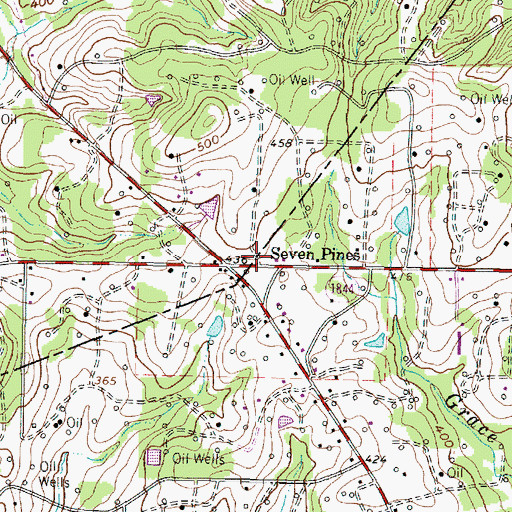 Topographic Map of Seven Pines, TX