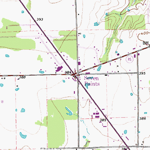 Topographic Map of Seven Points, TX