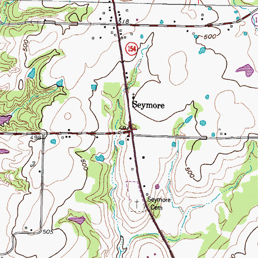 Topographic Map of Seymore, TX