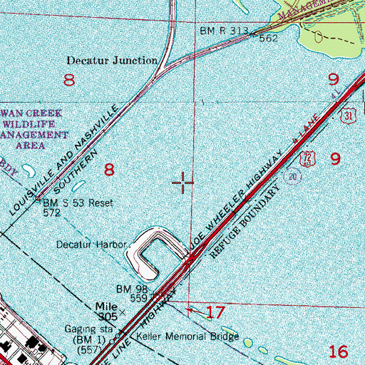 Topographic Map of Swan Lake (historical), AL