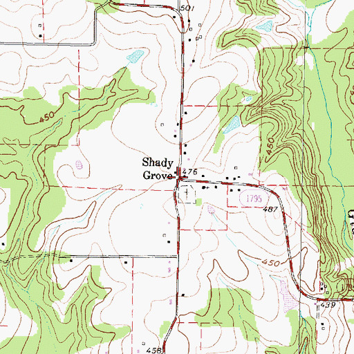 Topographic Map of Shady Grove, TX