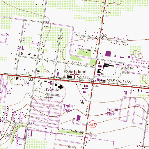 Topographic Map of Sharyland, TX
