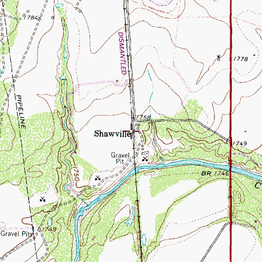 Topographic Map of Shawville, TX