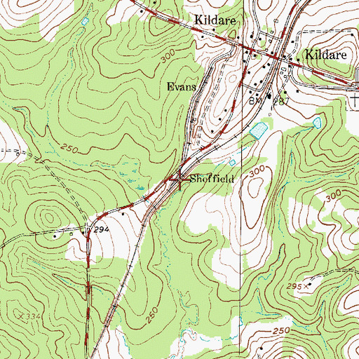 Topographic Map of Sheffield, TX